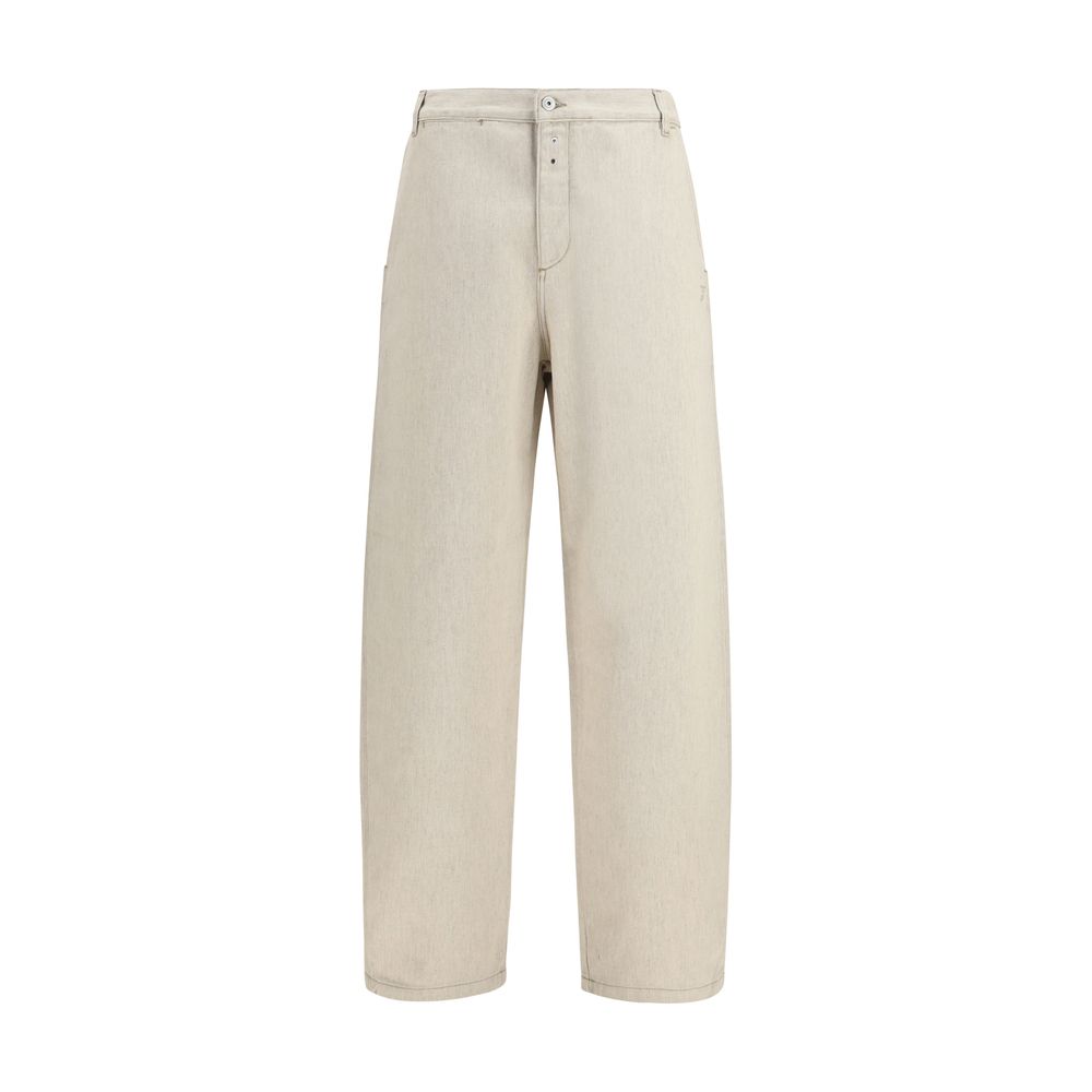 Beige Cotton Denim Pants by Jacquemus