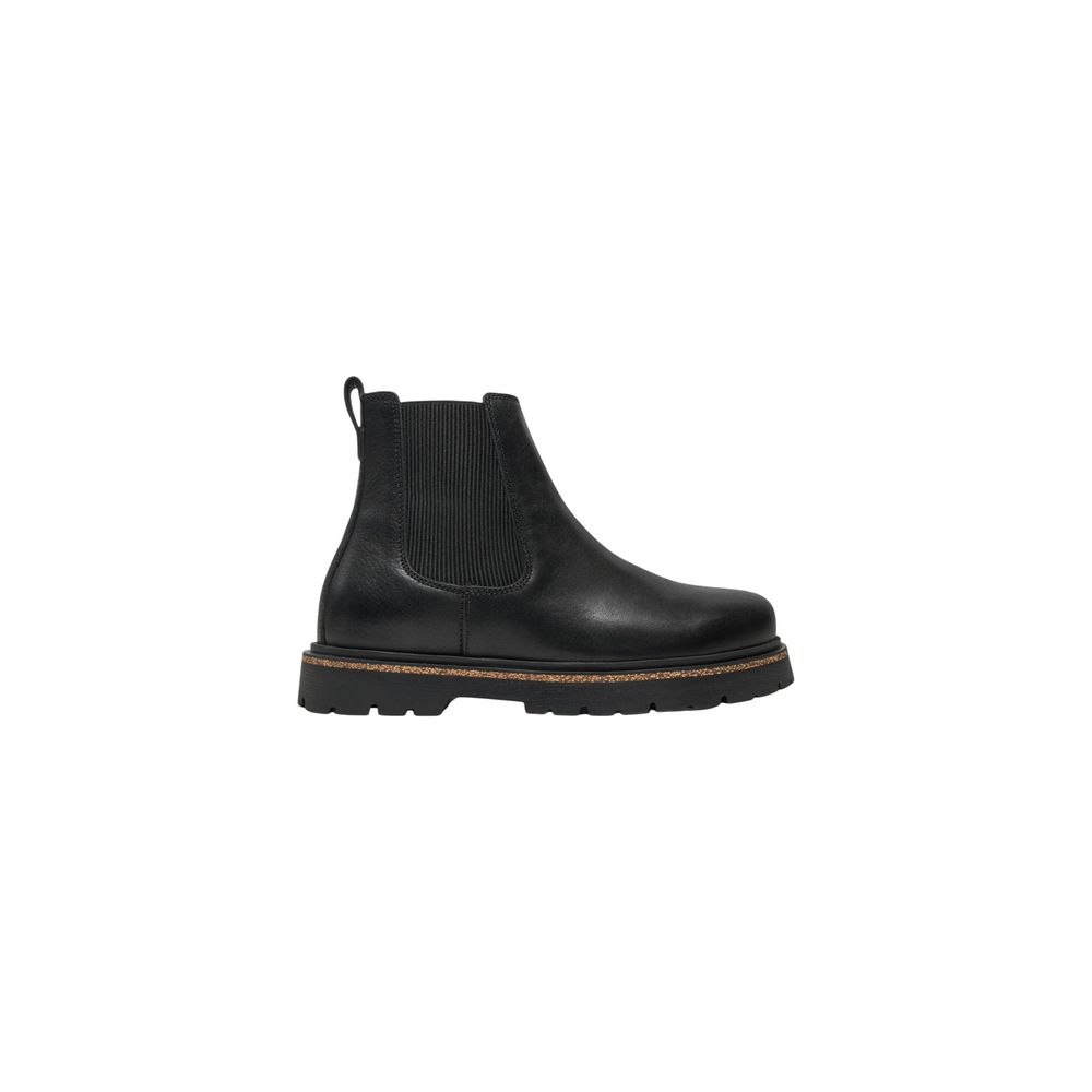 Schwarze Leder Stiefeletten mit seitlichen Gummieinsätzen