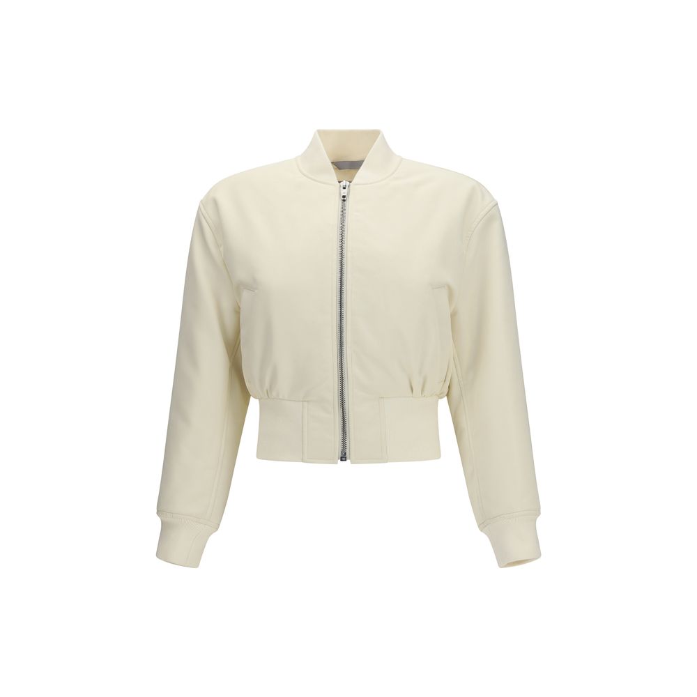 Beige kurze Bomberjacke aus Synthetik