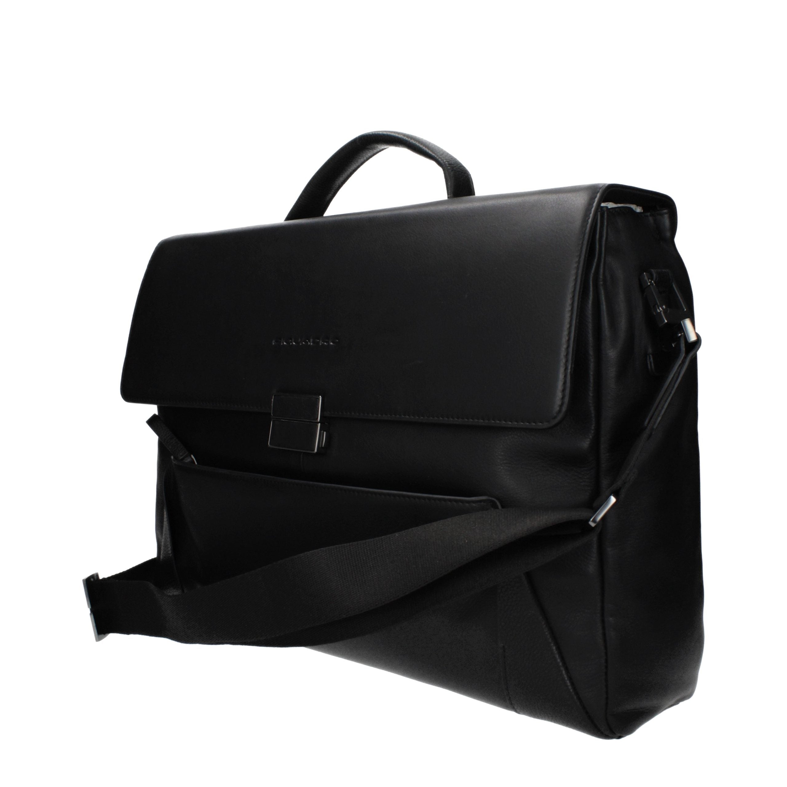 Schwarze Leder-Laptop- und Businesstasche von Piquadro