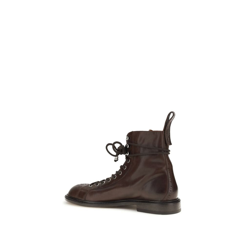Bottes à lacets Versace en cuir de veau marron Bos Taurus