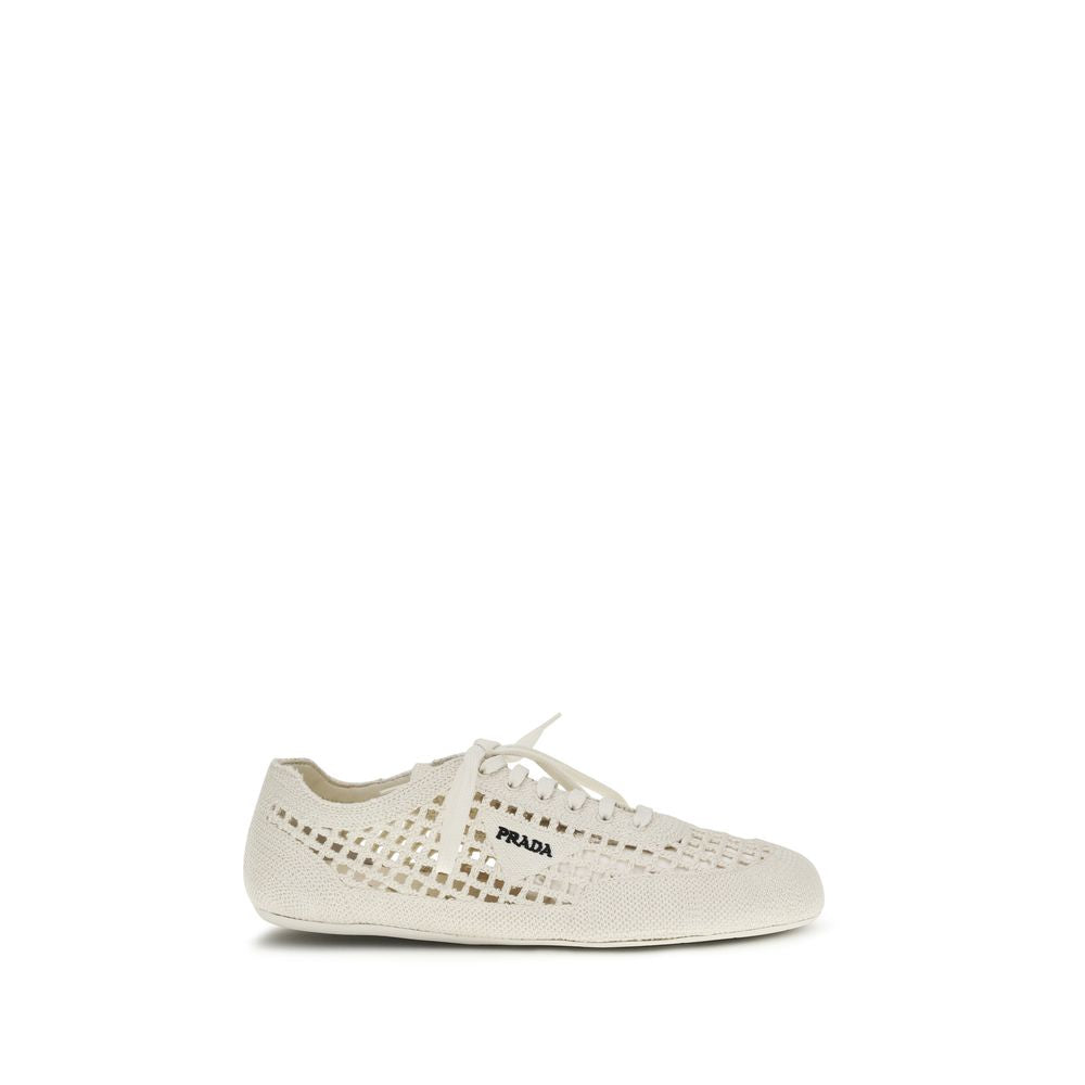 Beige Prada Sneakers with Crochet Texture