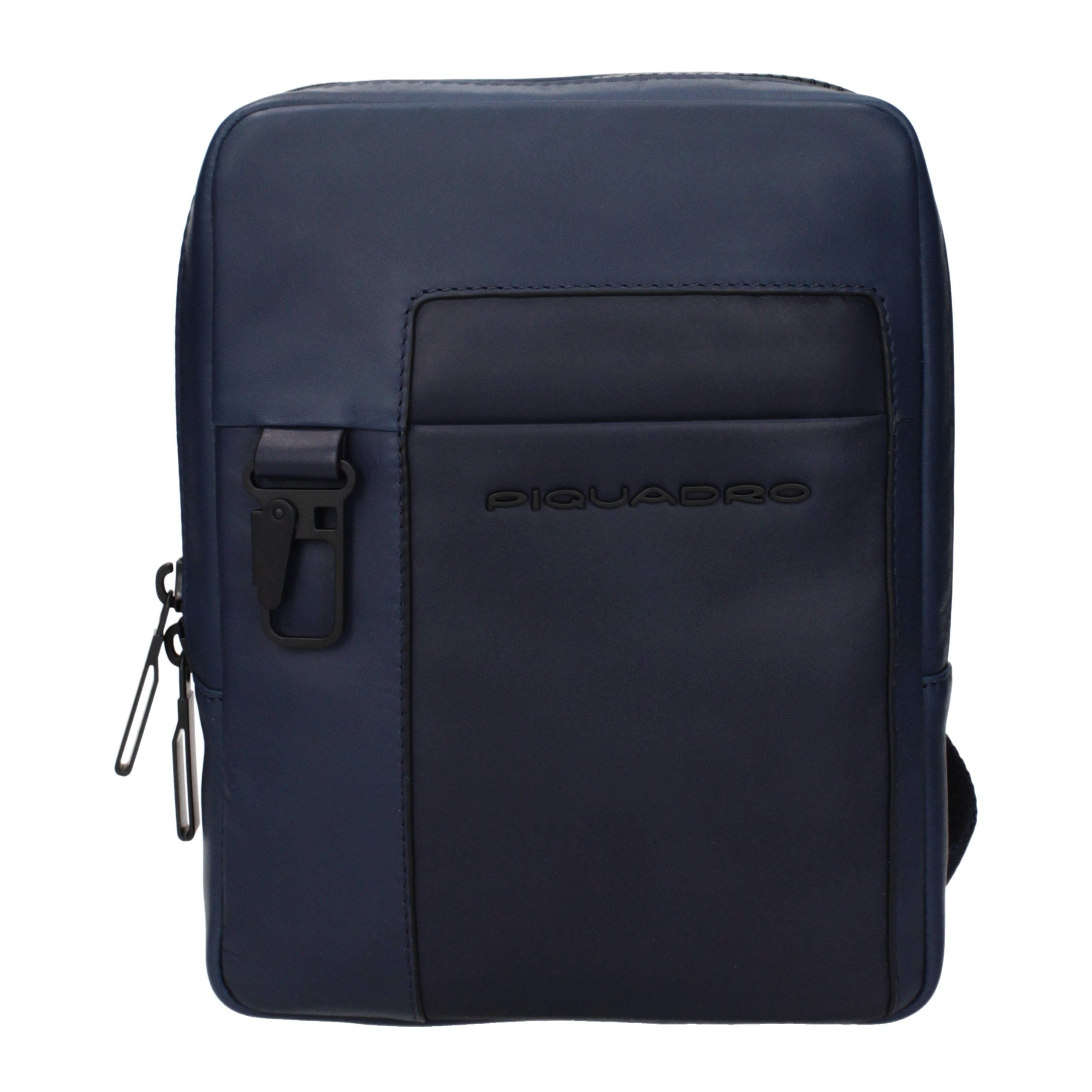 Blaue Leder-Umhängetasche mit verstellbarem Riemen