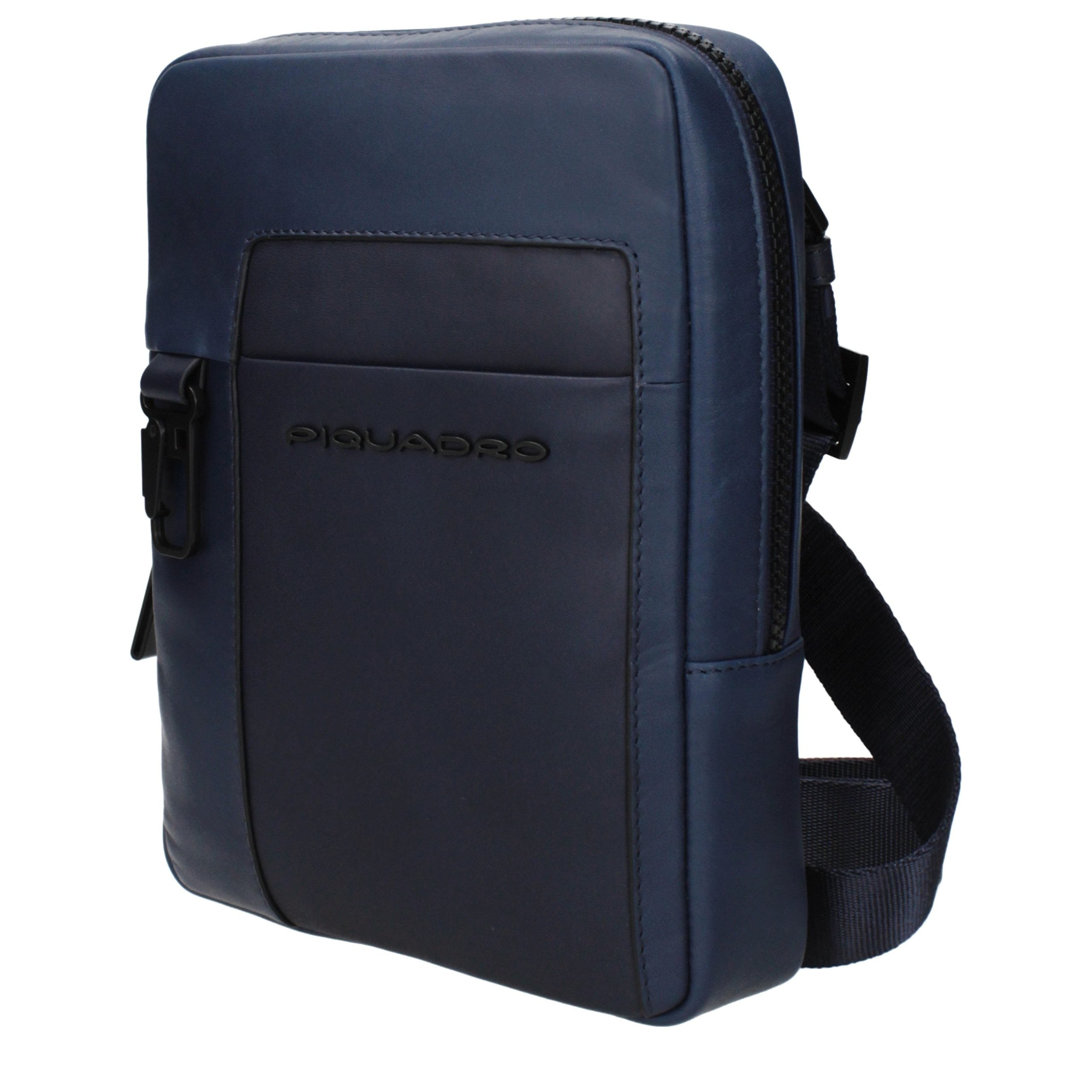 Blaue Leder-Umhängetasche mit verstellbarem Riemen