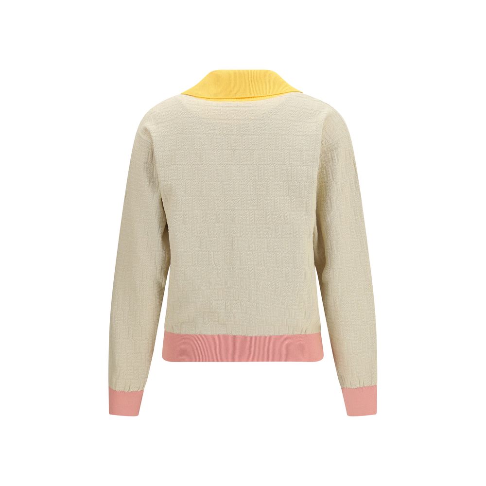Beige Cotton & Silk Sweater with FF Logo