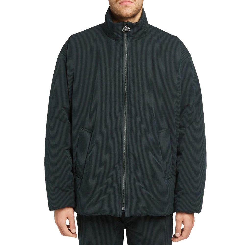 Schwarze Baumwolljacke mit Reißverschluss und Taschen