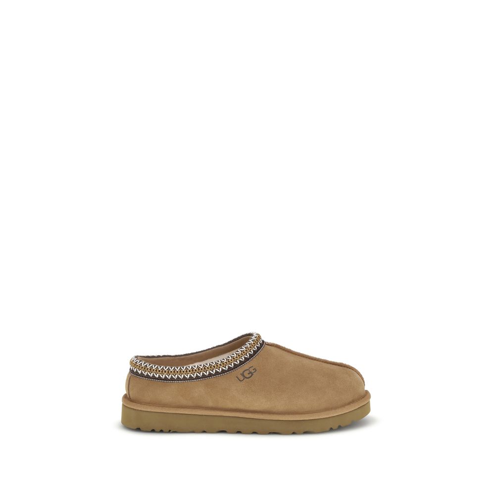 Beige Leather Mules with Suede & Sheepskin Details