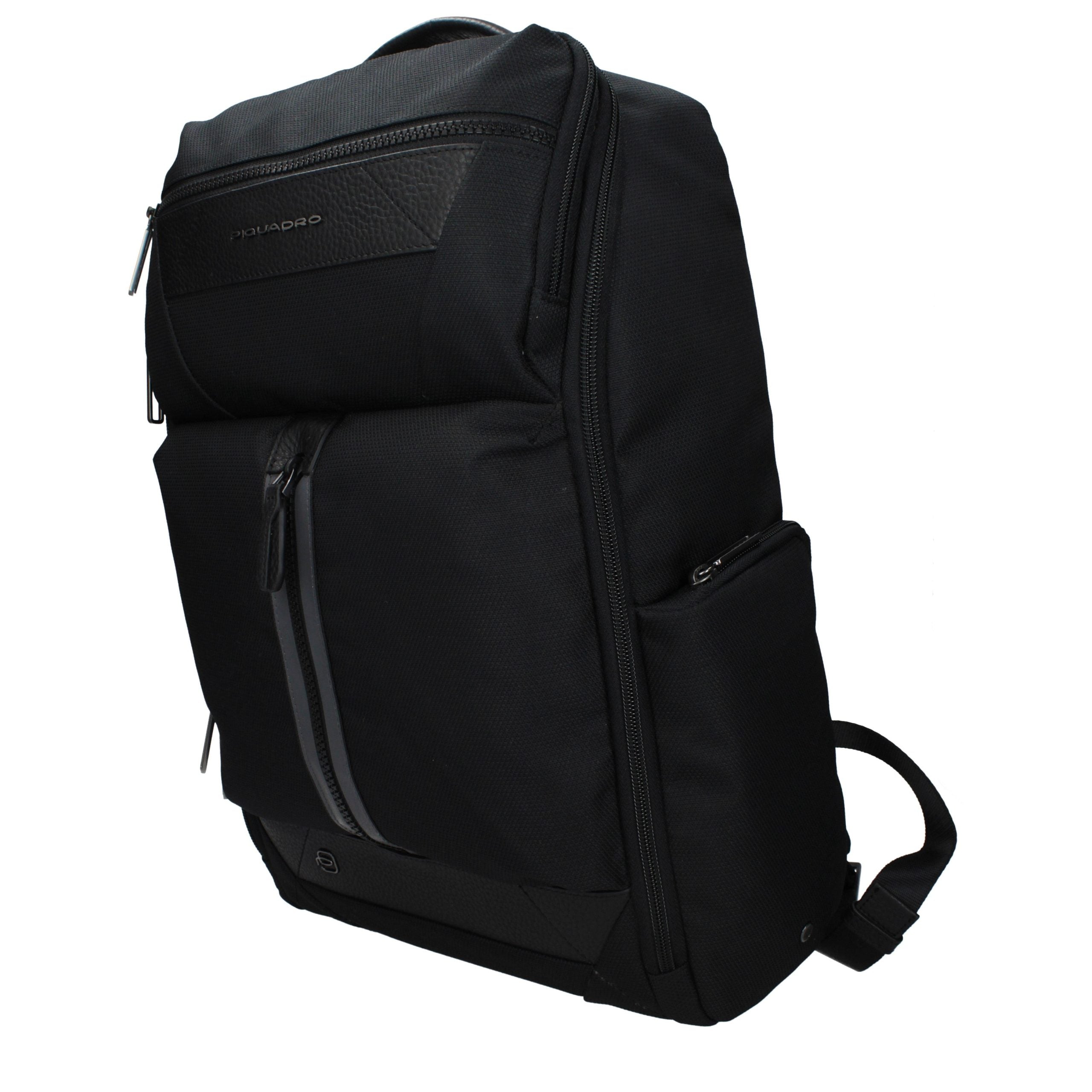 Schwarzer synthetischer Rucksack mit verstellbaren Trägern und Logo