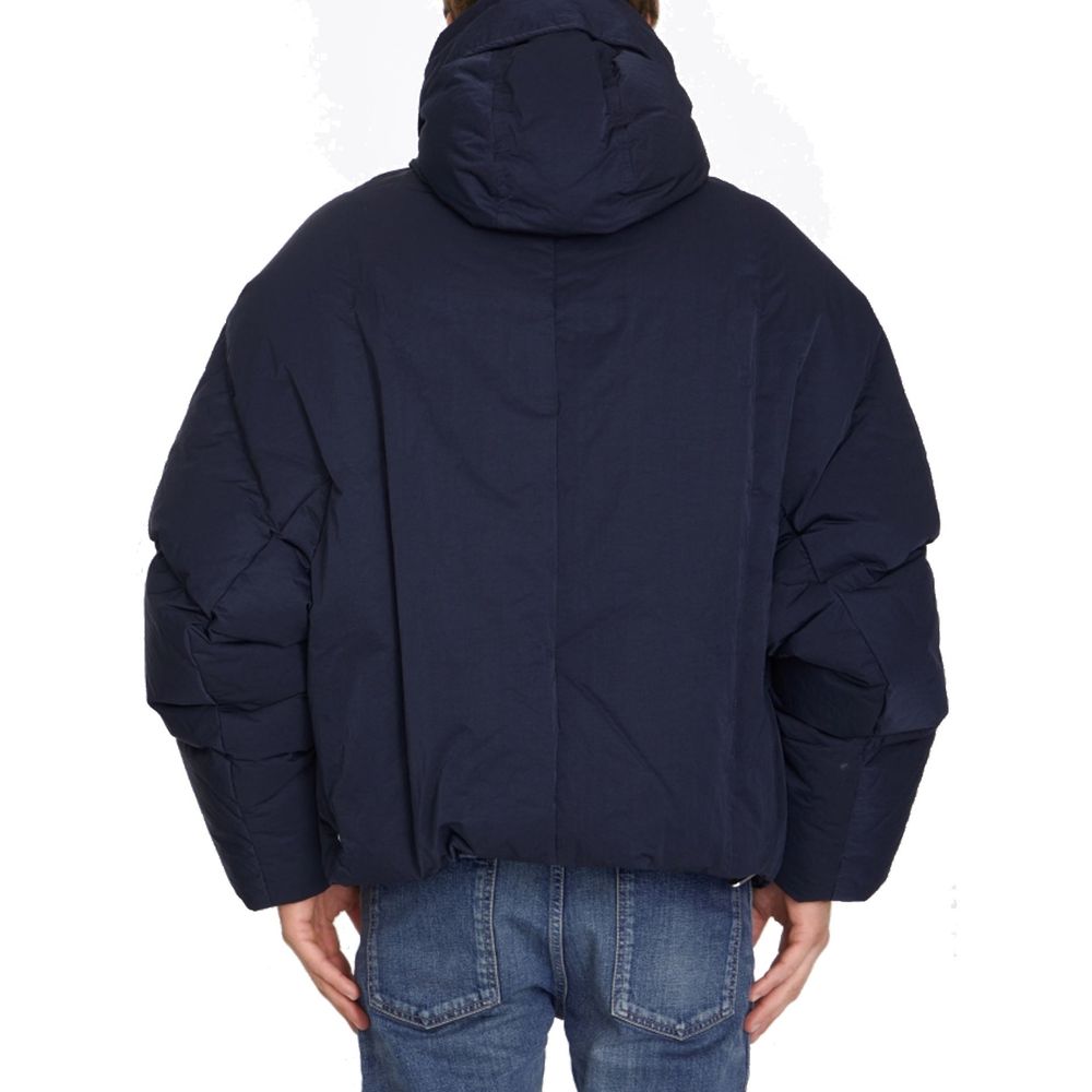 Bottega Veneta Blaue Polyamid-Jacke in voller Länge