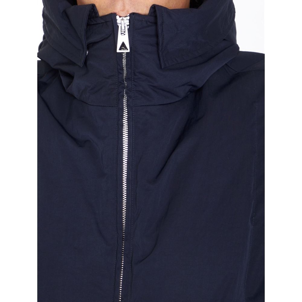 Bottega Veneta Blaue Polyamid-Jacke in voller Länge