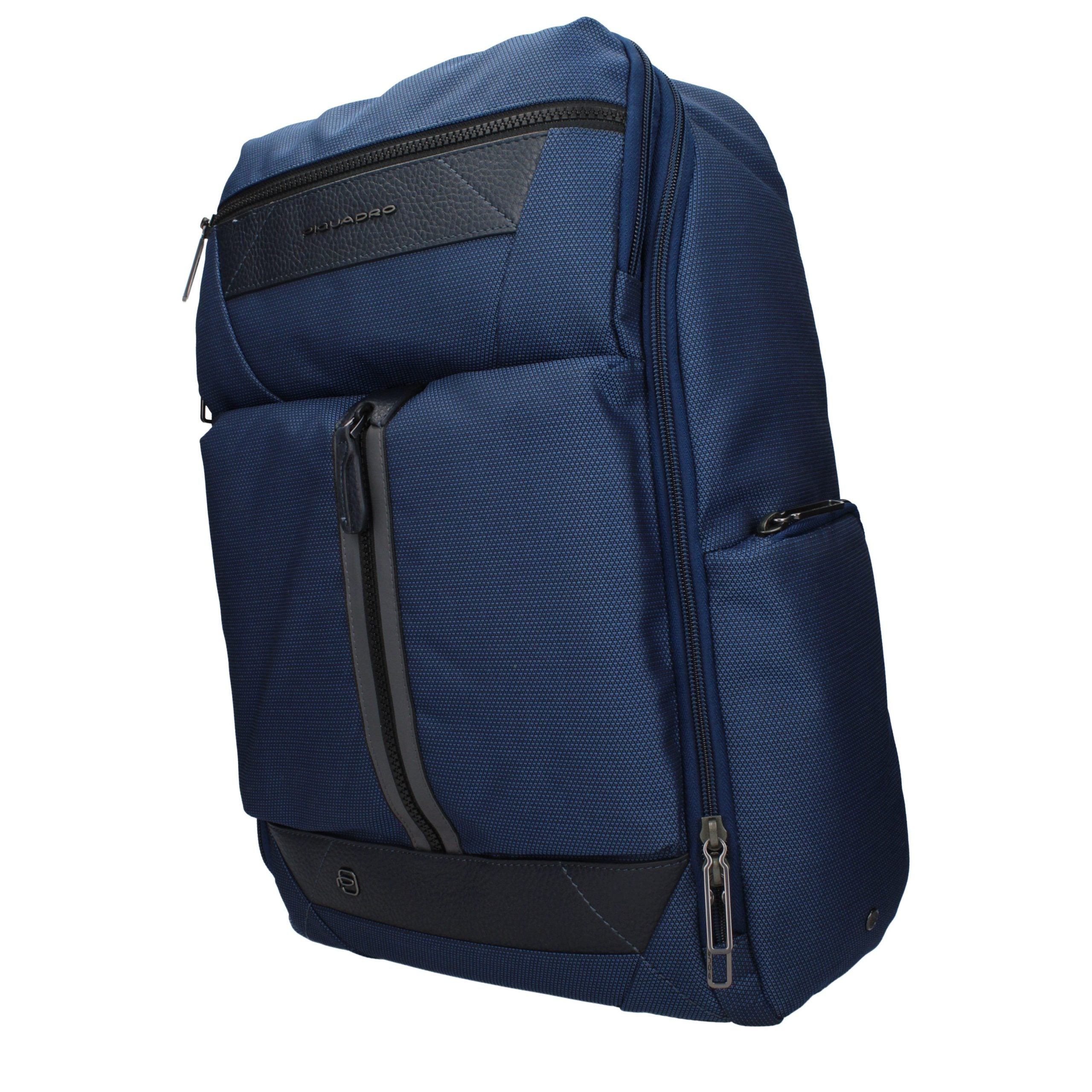Blauer Synthetik-Rucksack mit verstellbaren Trägern und Logo