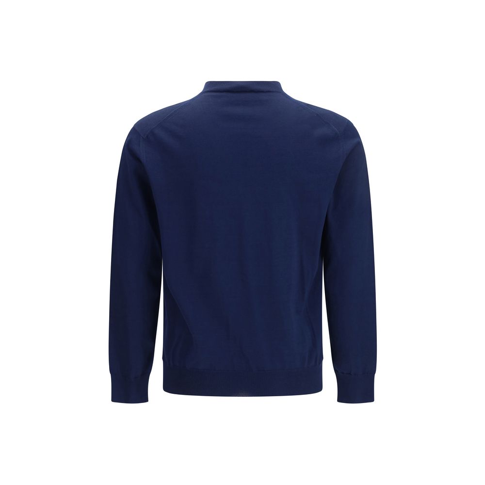 Blaues V-Ausschnitt-Sweatshirt aus Baumwolle