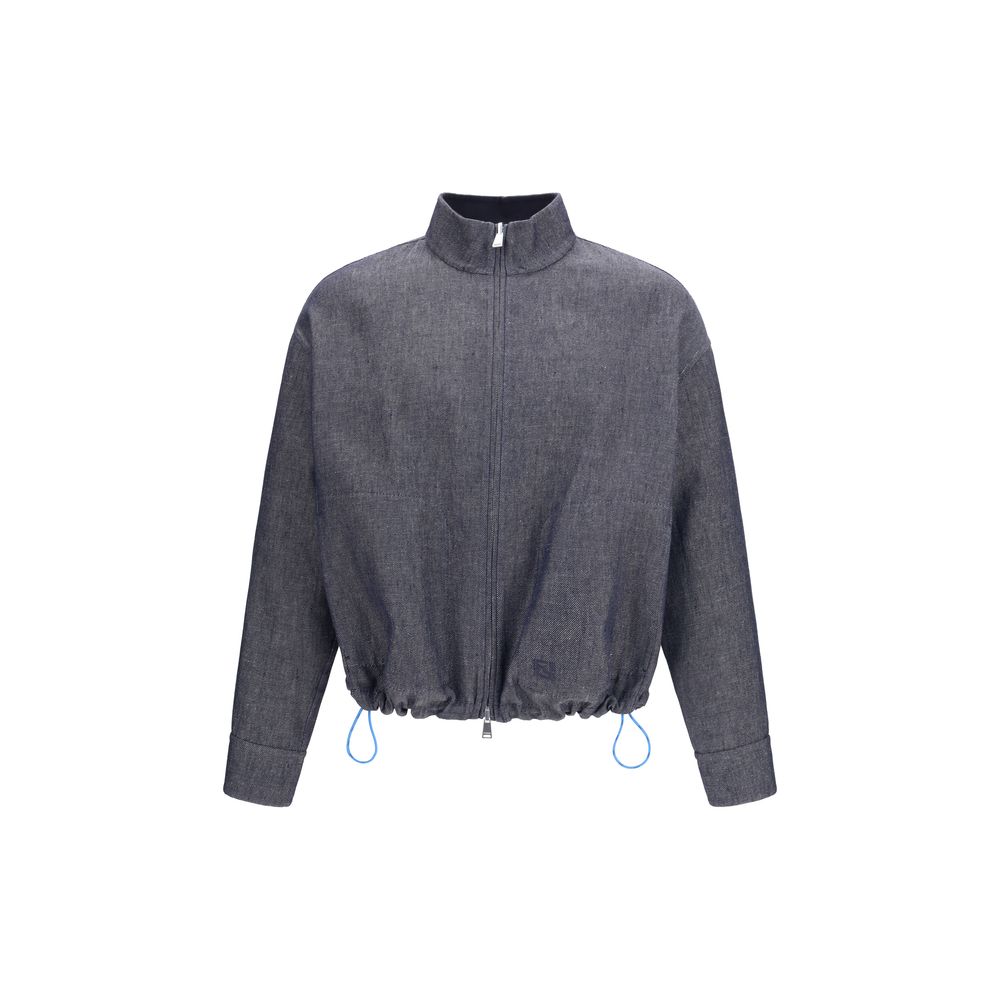 Blaue Wendejacke aus Leinen-Baumwoll-Denim