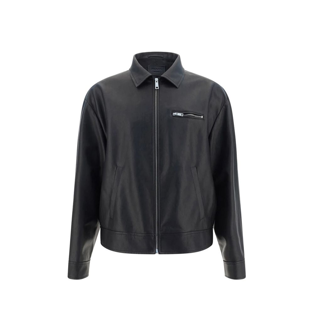 Schwarze Lammleder-Lederjacke
