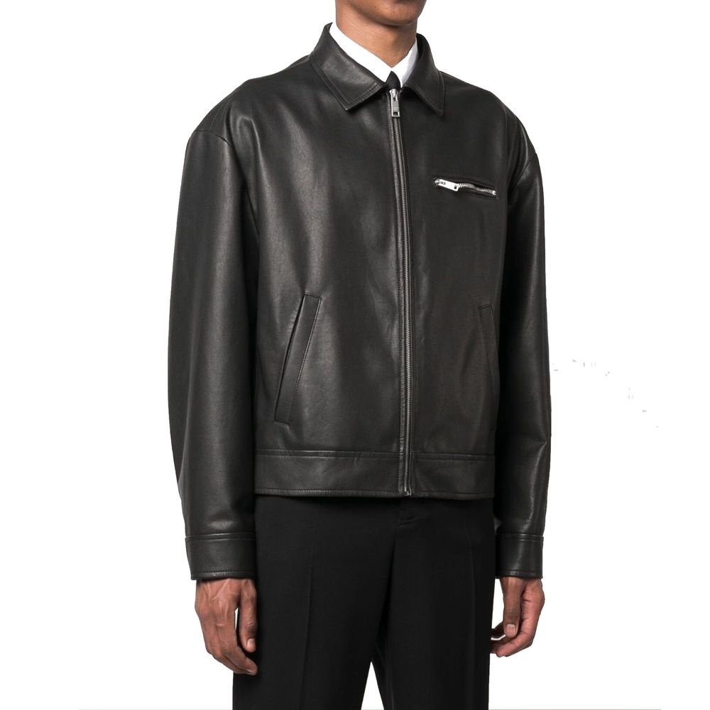 Schwarze Lammleder-Lederjacke