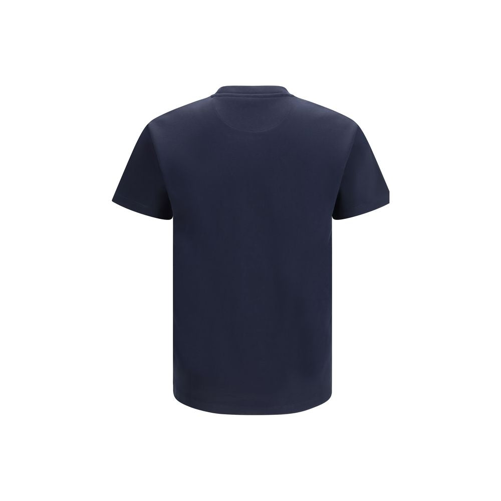 Blaues Baumwoll-T-Shirt mit gesticktem Fendi-Logo