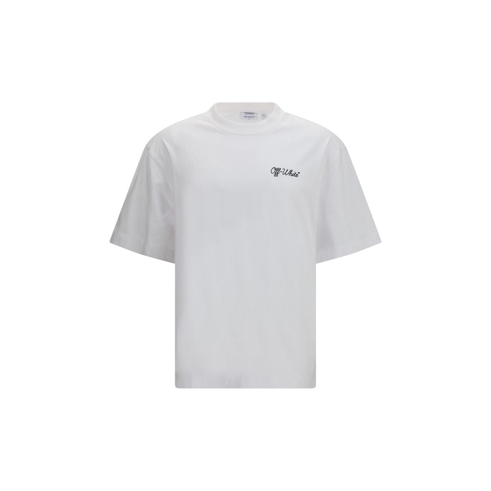 White Cotton T-Shirt with Italic Logo by Off-White