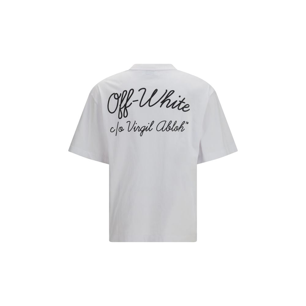 White Cotton T-Shirt with Italic Logo by Off-White
