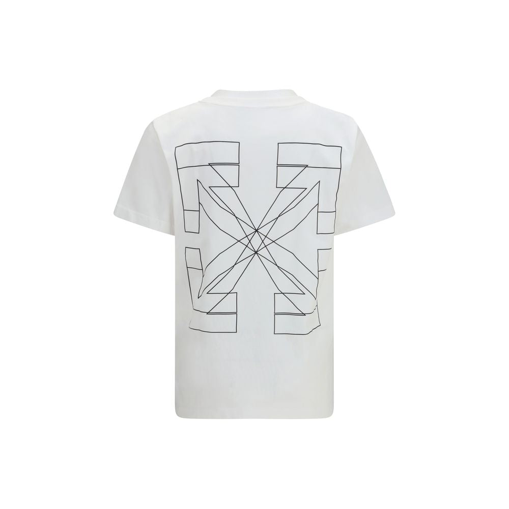 White Cotton T-Shirt with Big Double Arrow Logo