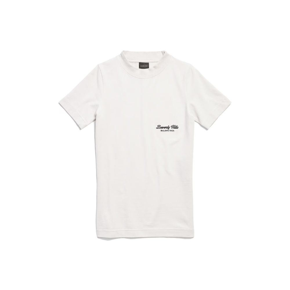 White Cotton Slim Fit T-Shirt with Embroidered Logo