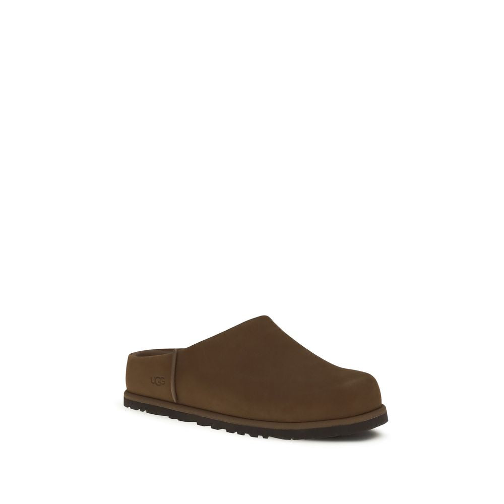 Brown Leather Clogs with Wool Lining