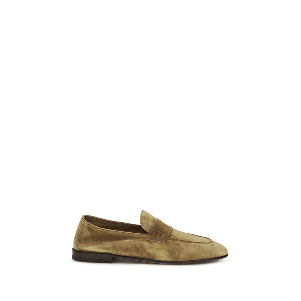 Beige Leather Slip-On Loafers by Bally Elios