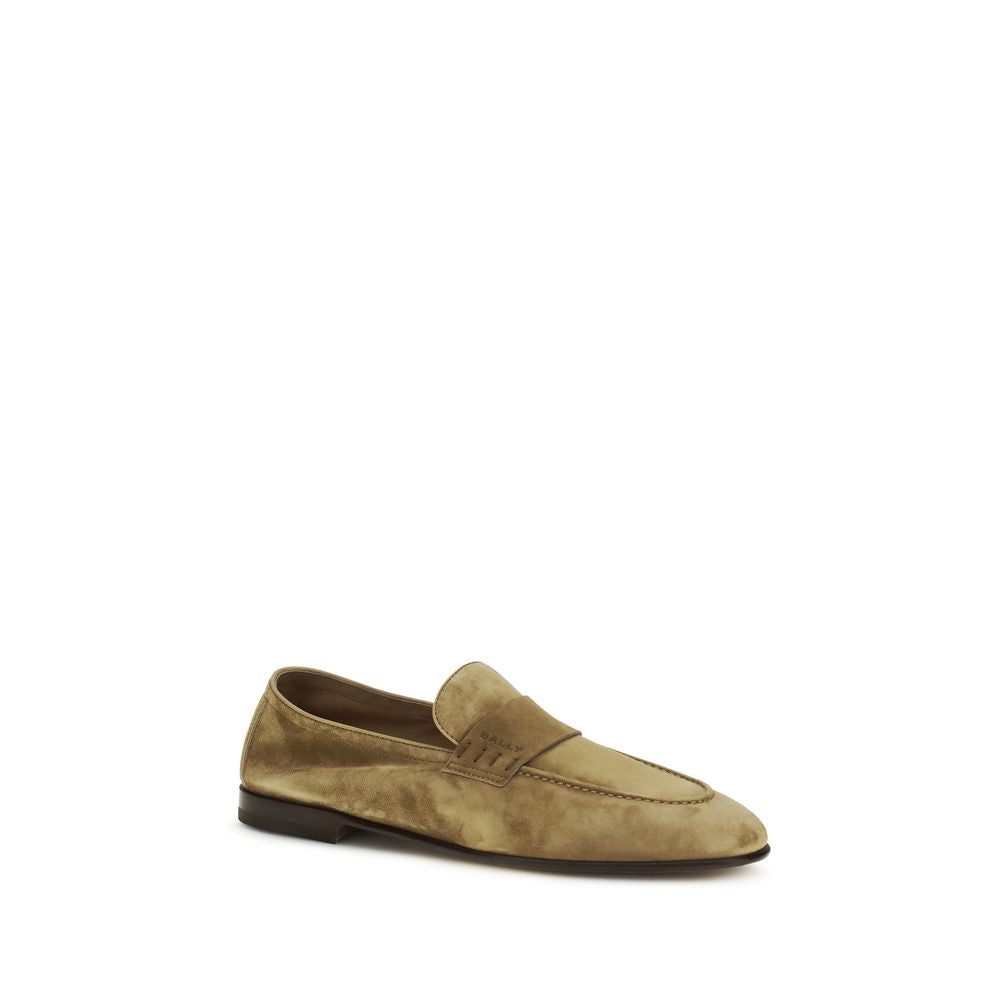 Beige Leather Slip-On Loafers by Bally Elios