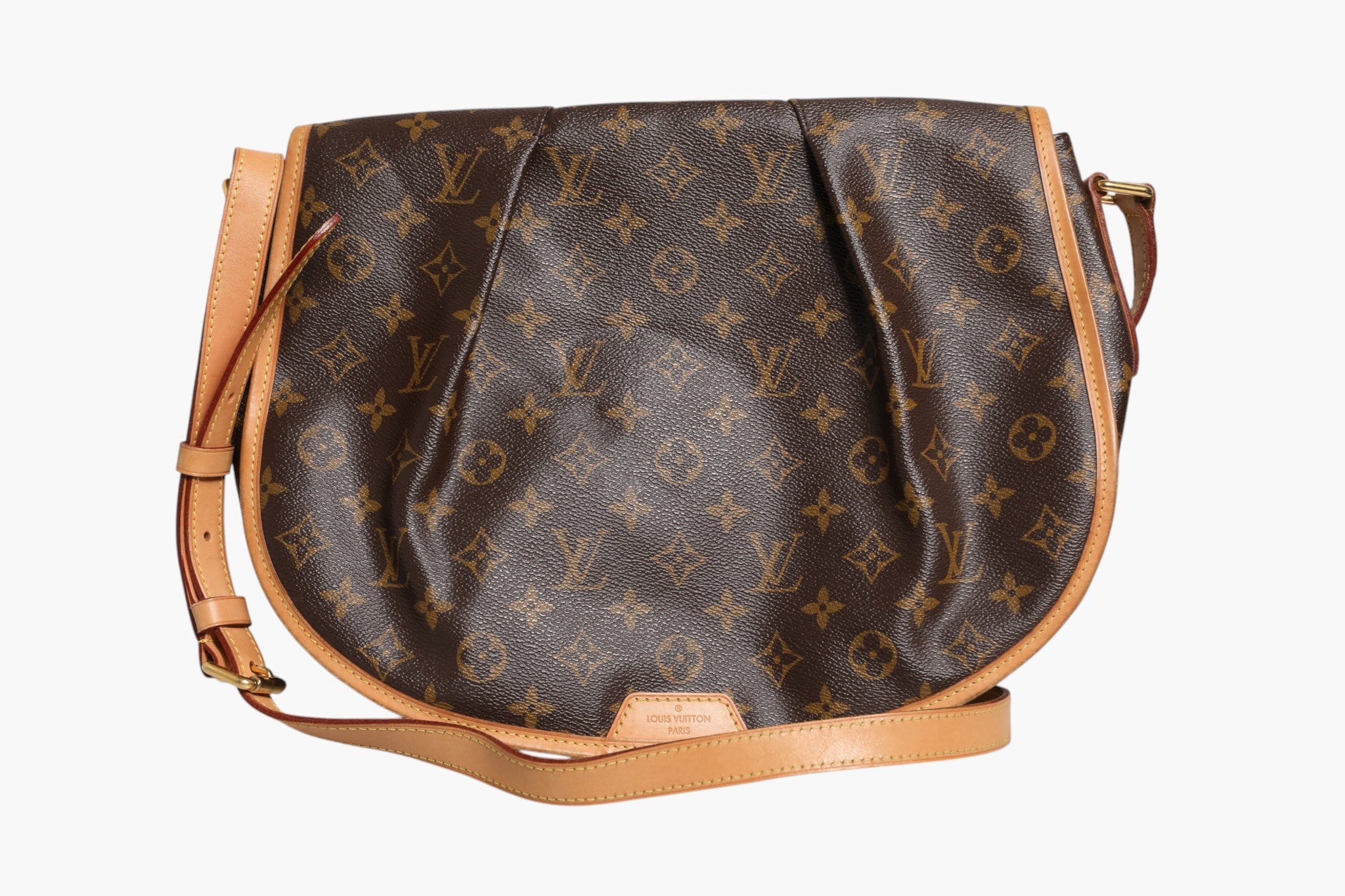 Brown Leather Monogram Canvas Menilmontant Bag