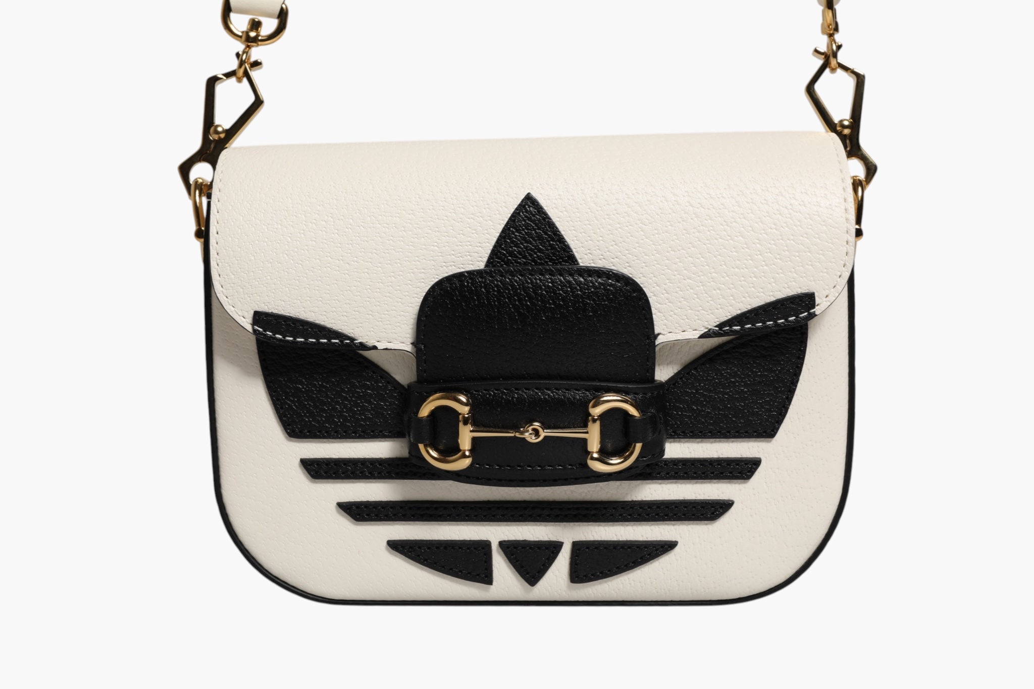 White Leather Shoulder Bag Gucci x Adidas Horsebit 1955