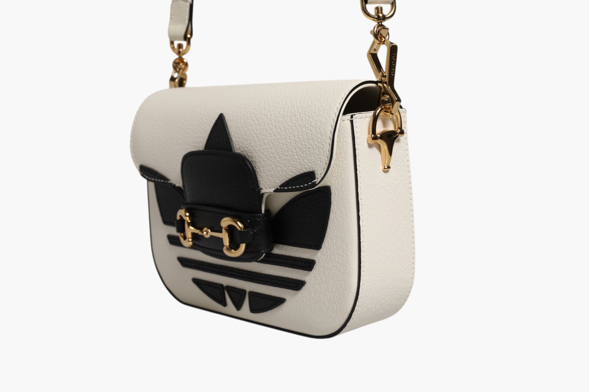 White Leather Shoulder Bag Gucci x Adidas Horsebit 1955