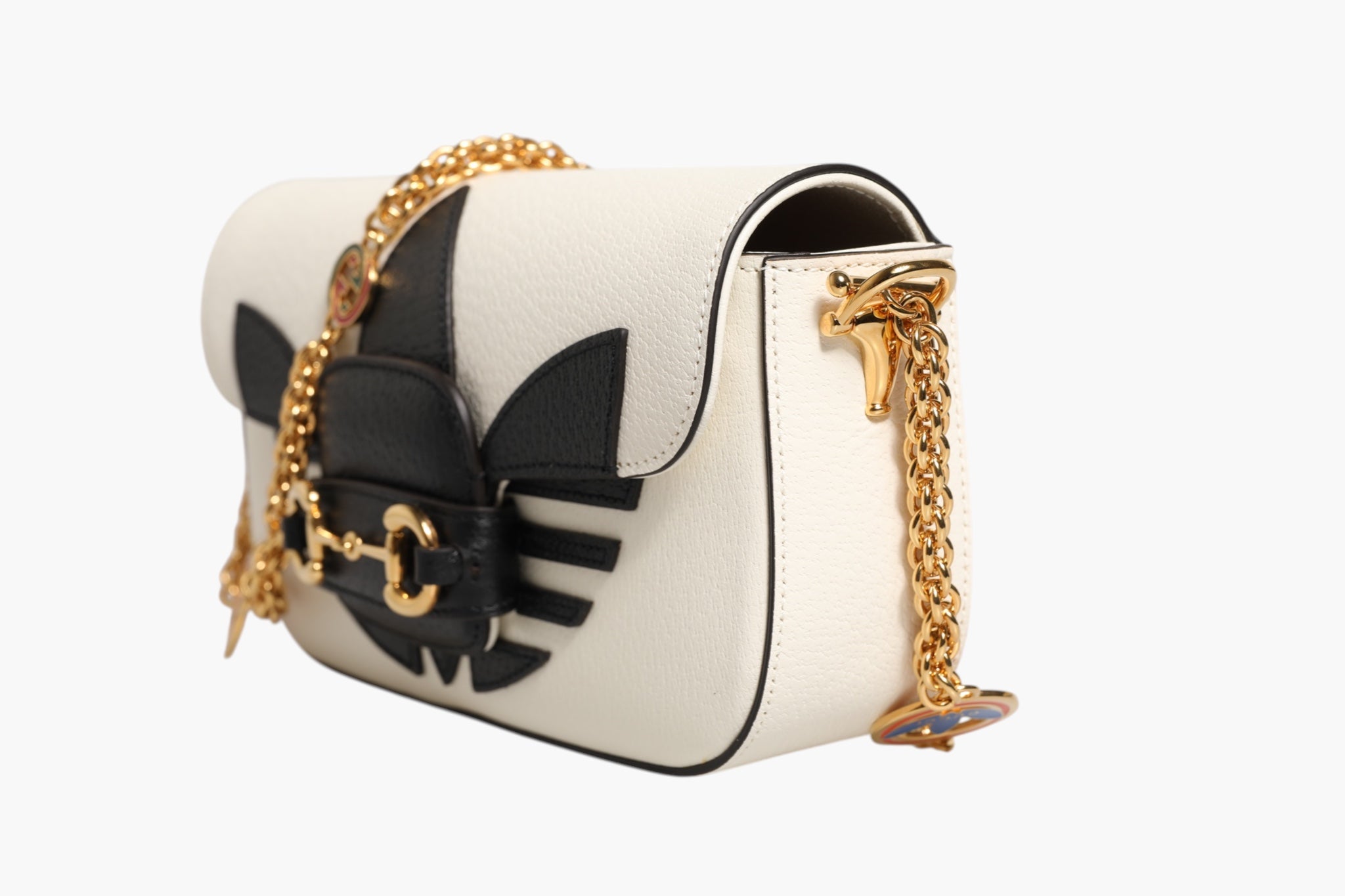 White Leather Shoulder Bag Gucci x Adidas Horsebit 1955