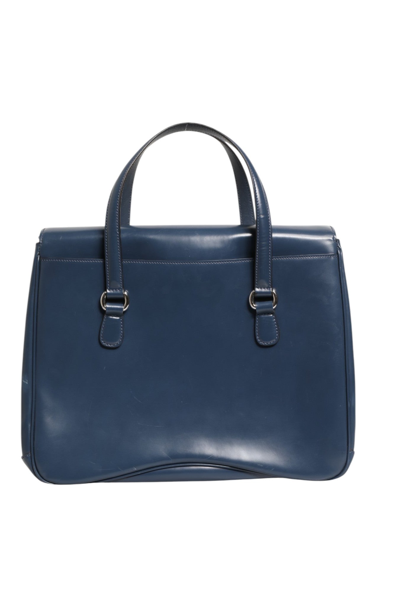 Blue Leather Shoulder Bag with Lady Lock