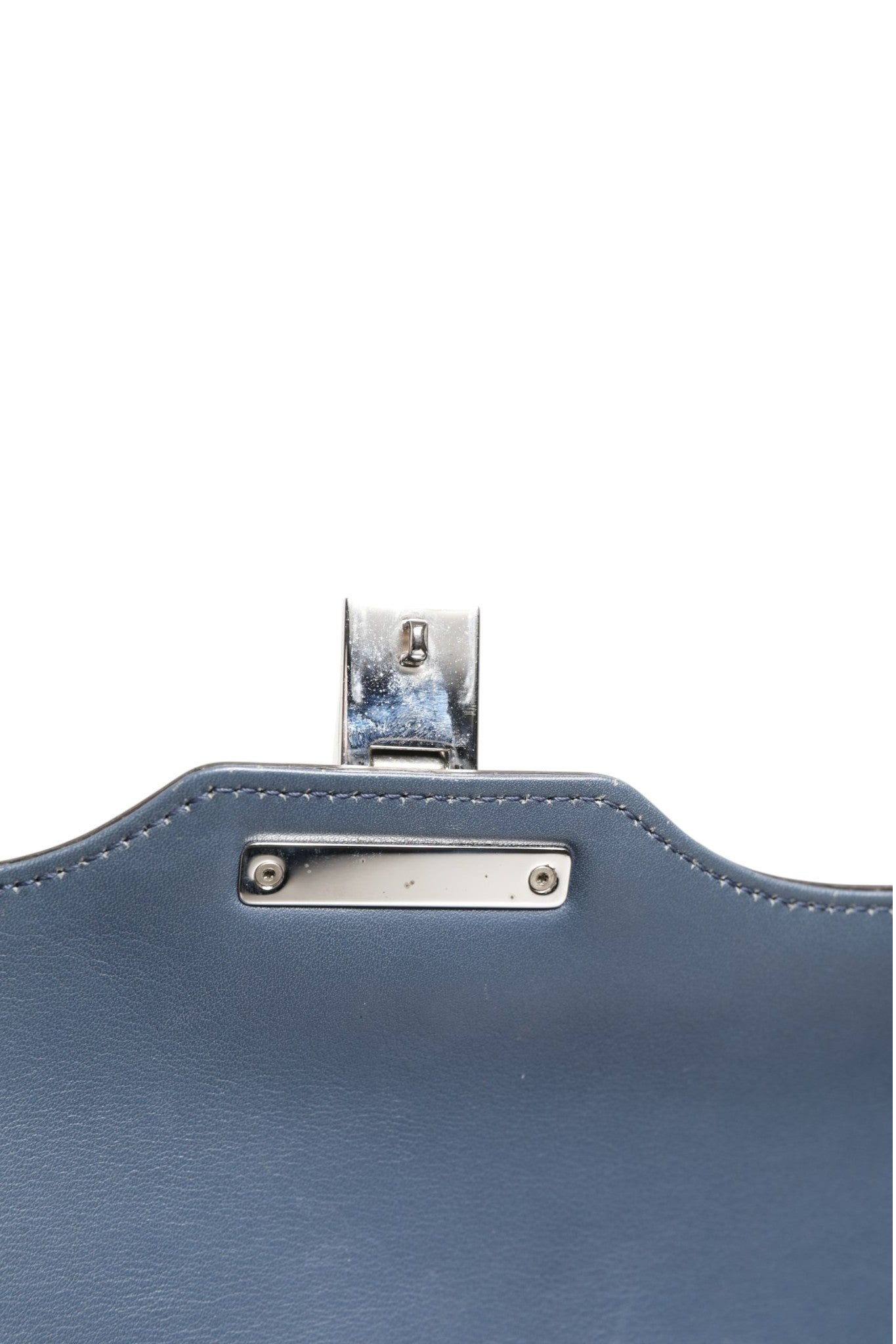 Blue Leather Shoulder Bag with Lady Lock
