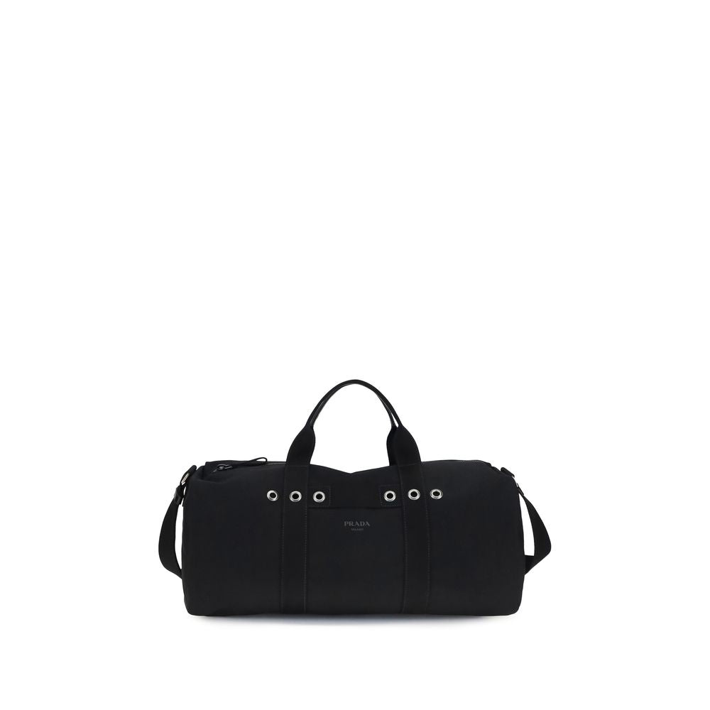 Reisetasche aus schwarzer Baumwolle mit Logo-Detail