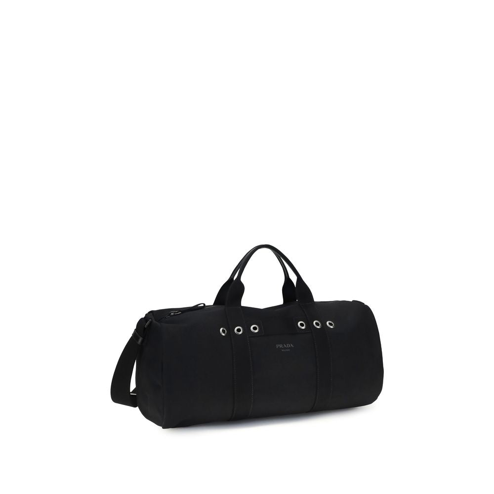 Reisetasche aus schwarzer Baumwolle mit Logo-Detail