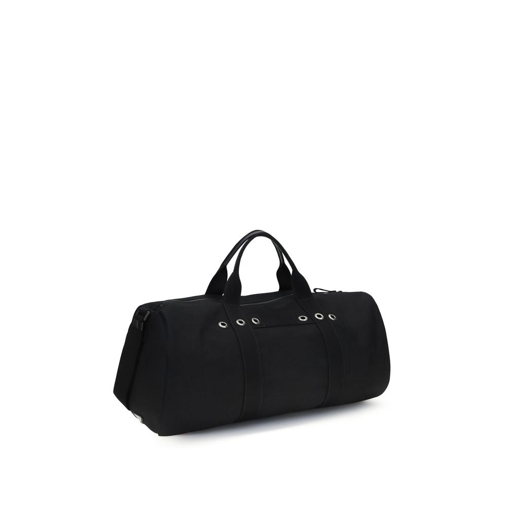 Black Cotton Travel Bag with Logo Detail by Prada