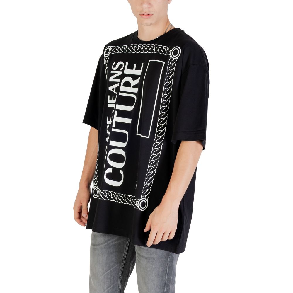 Schwarzes Baumwoll-T-Shirt mit auffälligem Logo-Print
