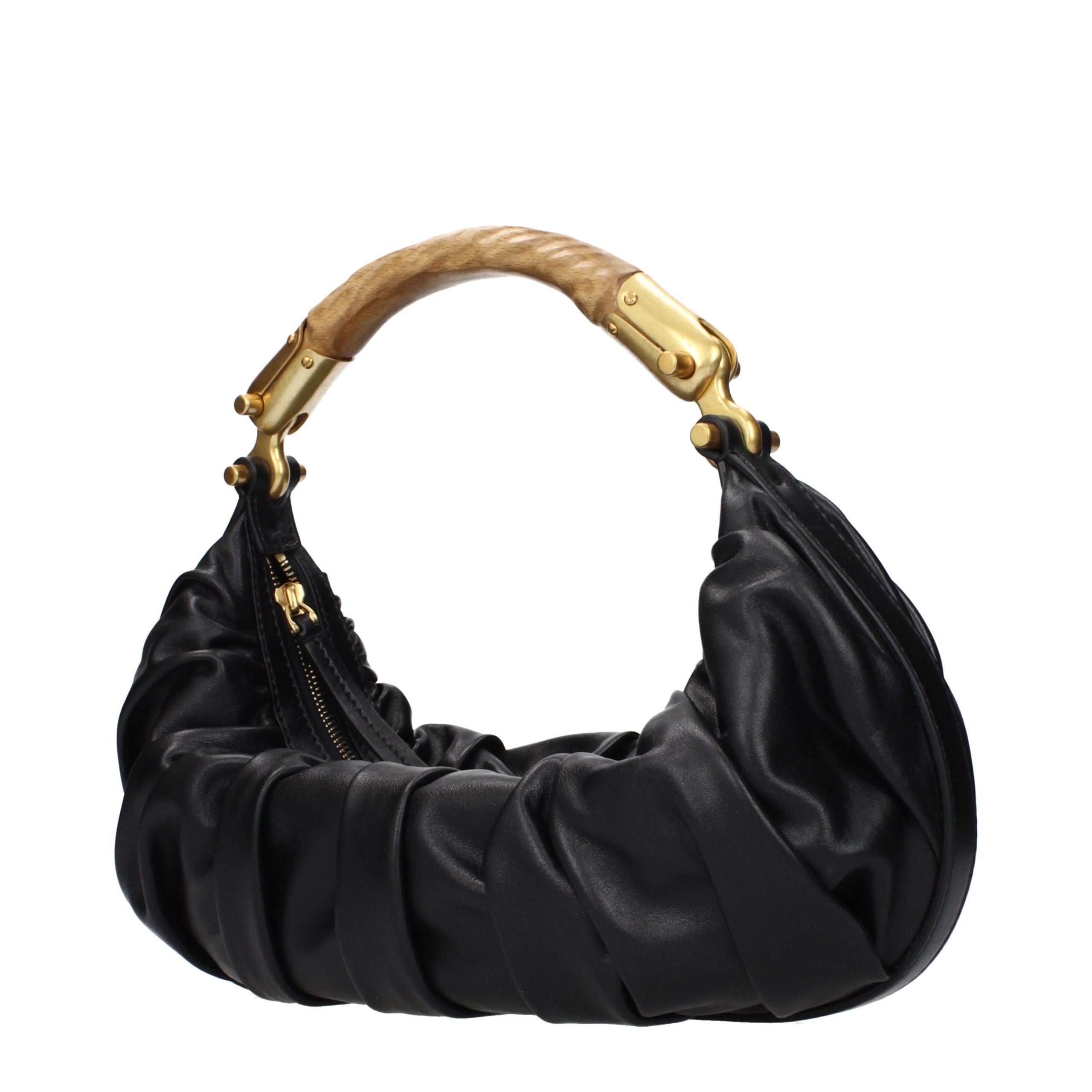 Schwarze Lederhandtasche mit Vintage-Logo von Balmain