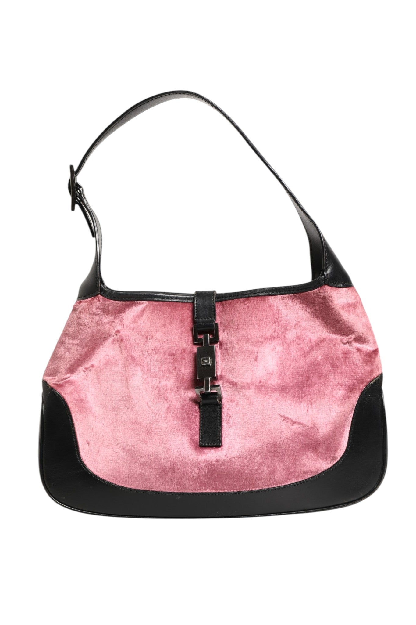Pink Leather and Velvet Jackie Shoulder Bag