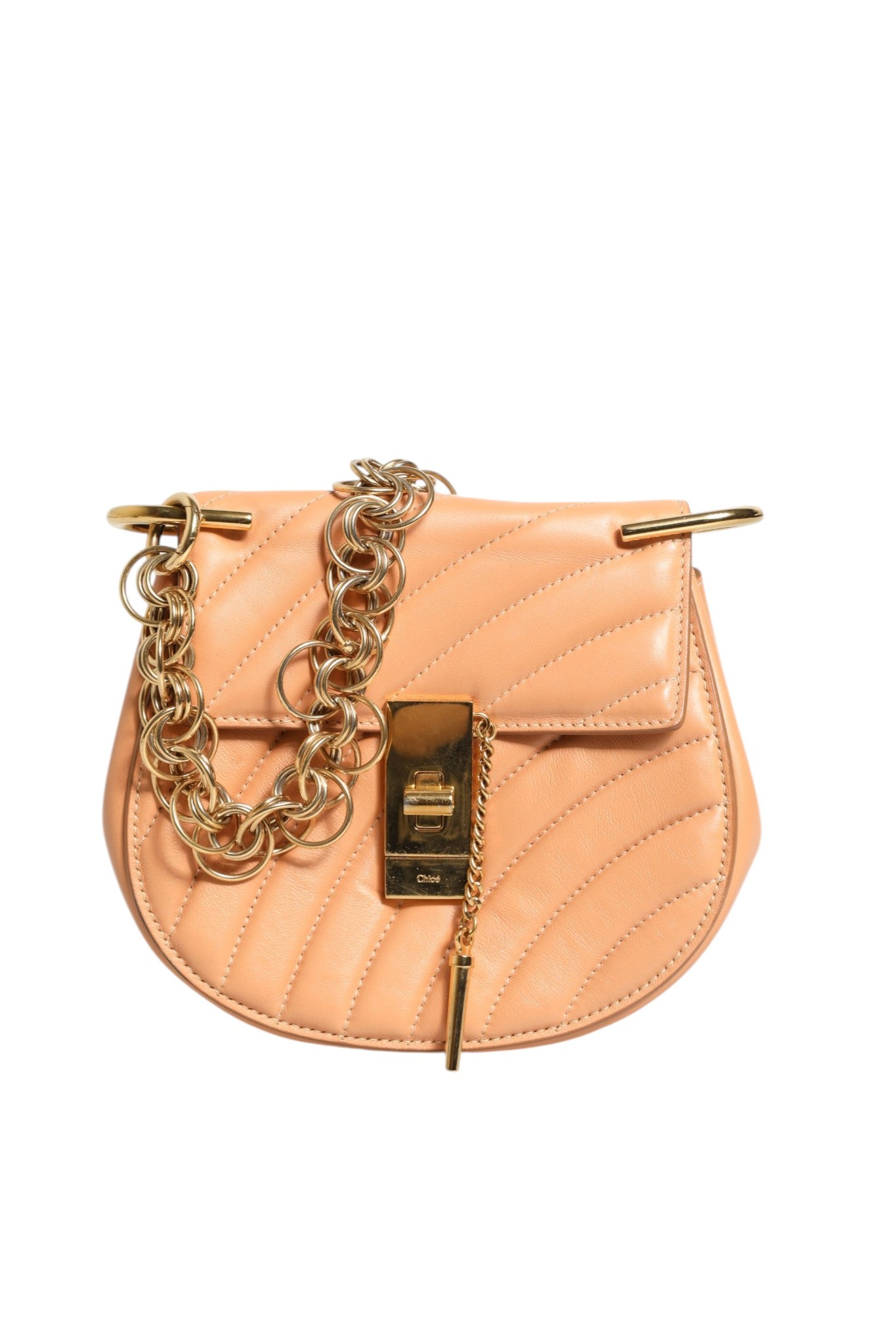 Beige Leather Quilted Drew Bijou Shoulder Bag