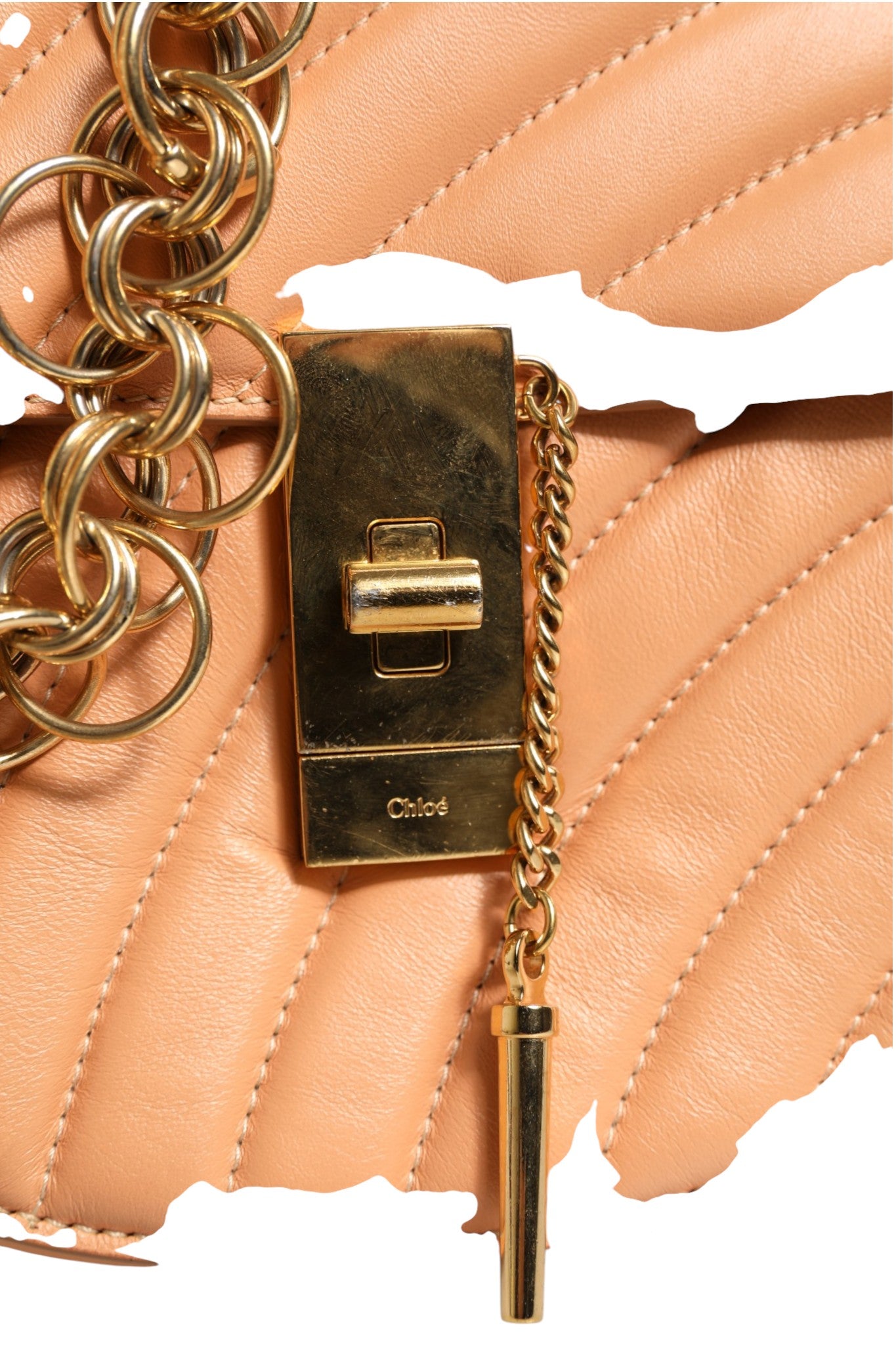 Beige Leather Quilted Drew Bijou Shoulder Bag