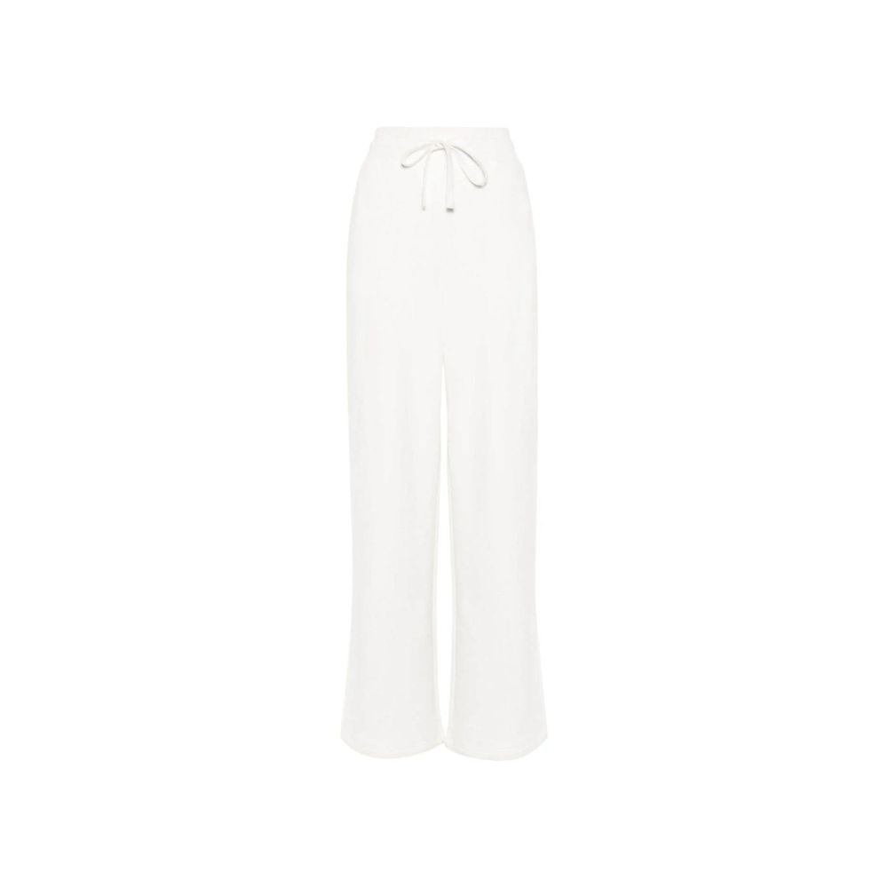 White Cotton Joggers with Drawstring Waist