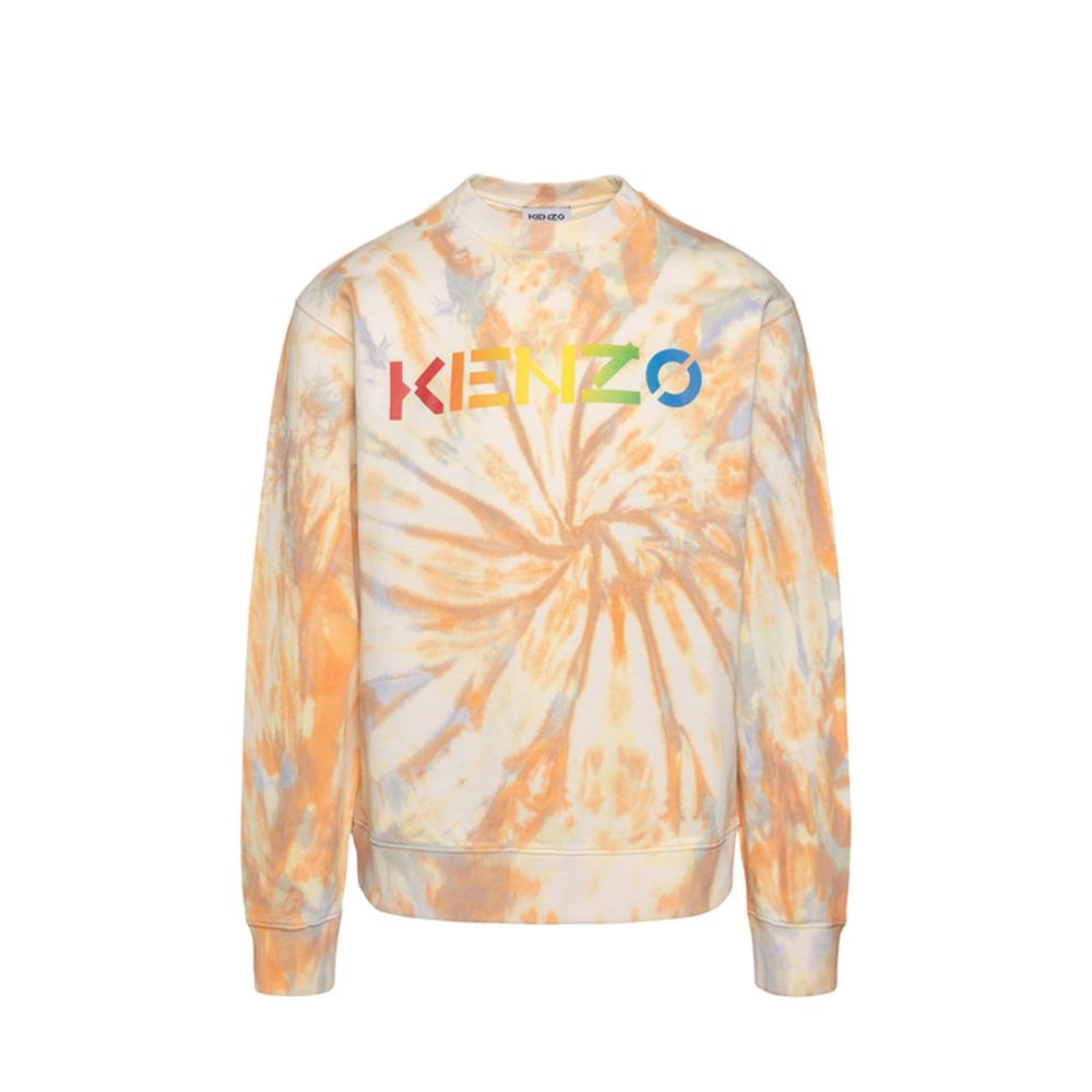 Orange Cotton Sweatshirt with Front Logo Detail