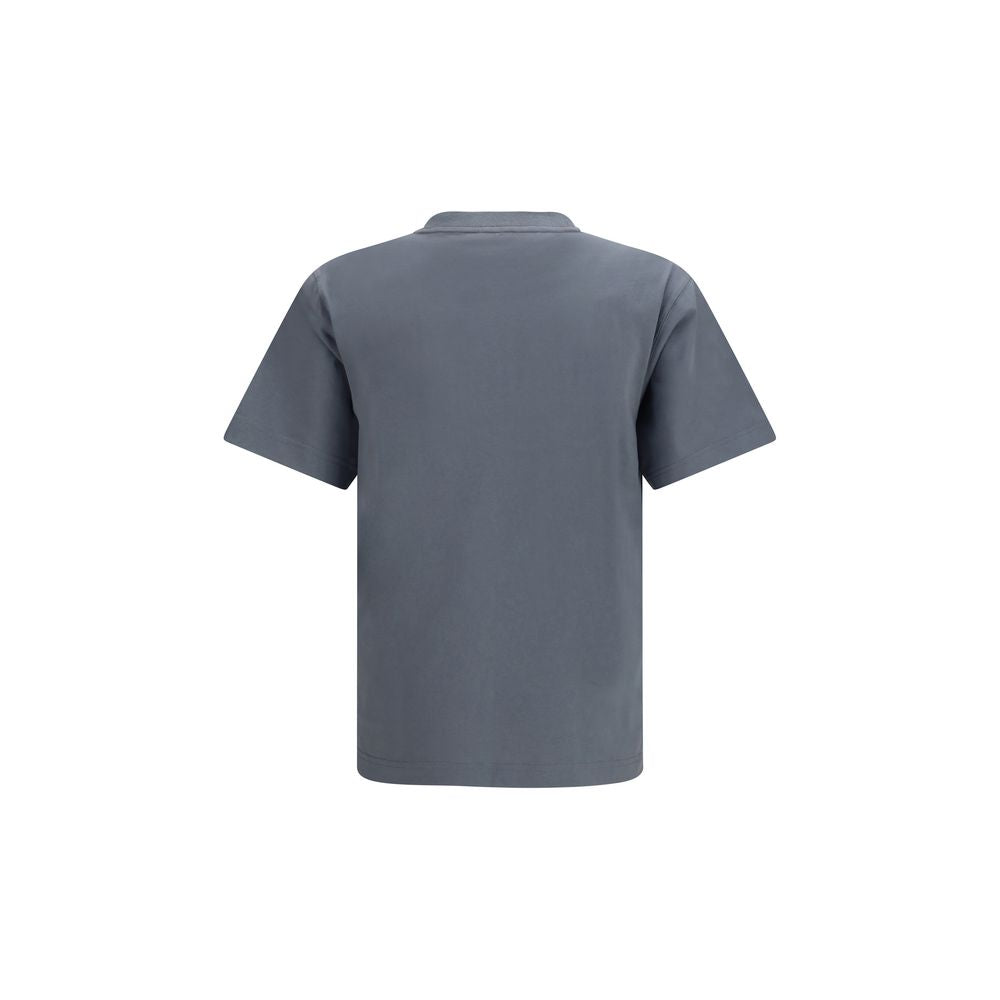 Gray Cotton T-Shirt with Embroidered Logo