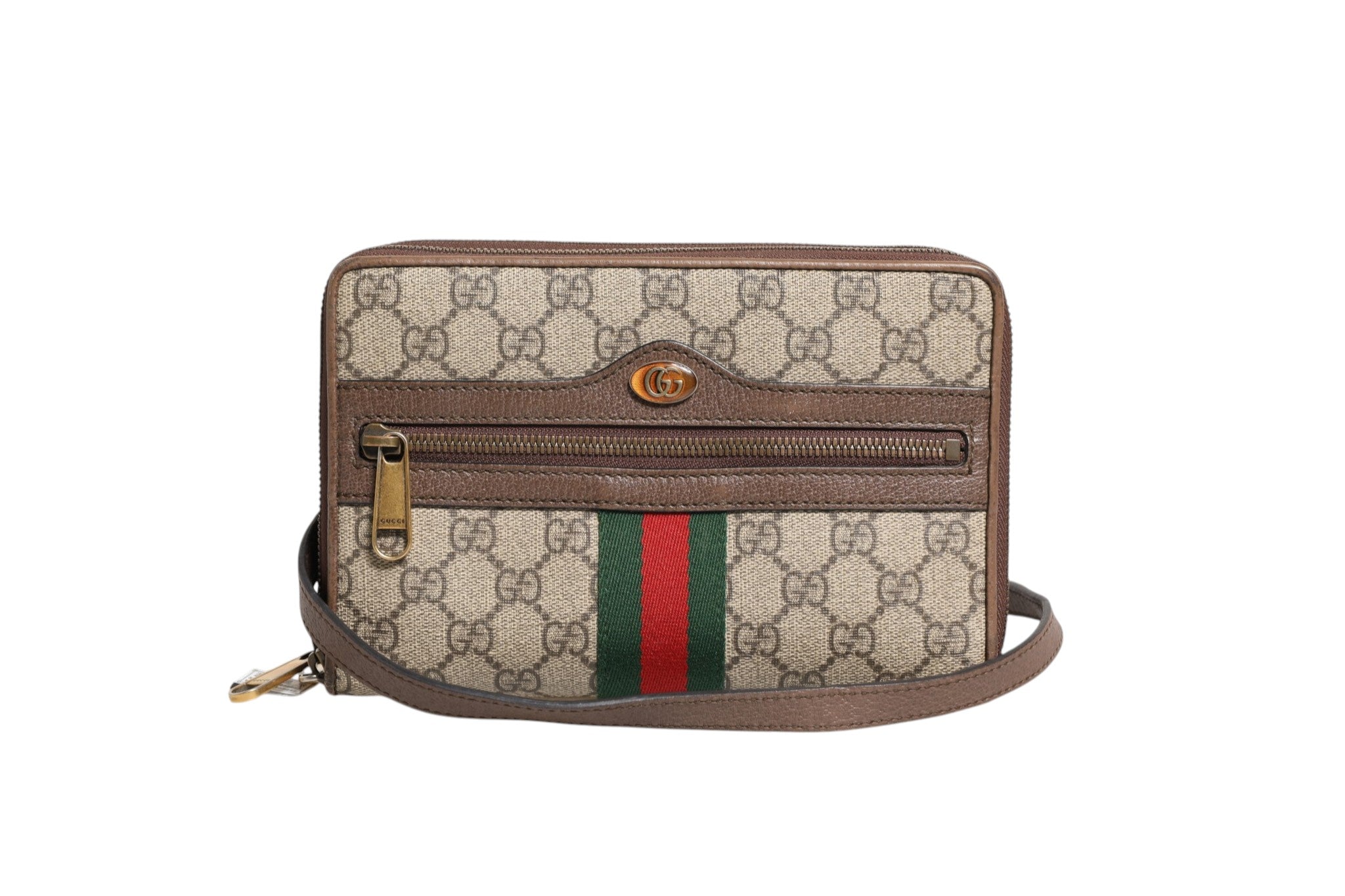 Brown Leather Ophidia Crossbody Bag 22cm