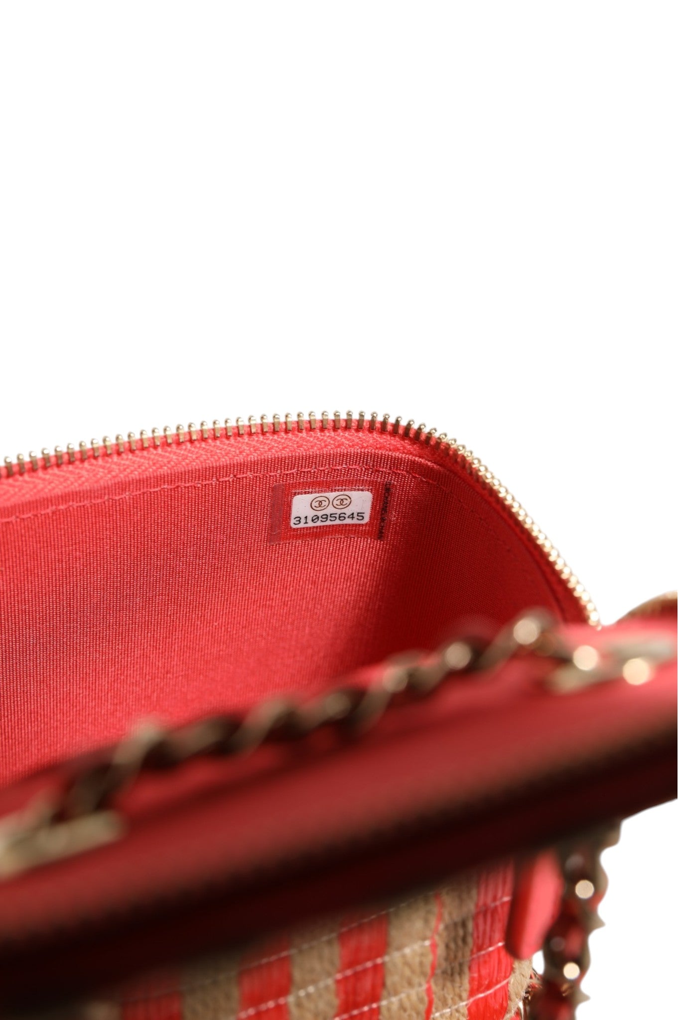 Chanel Mini-Vanity-Case aus gestreiftem Bast und Jute