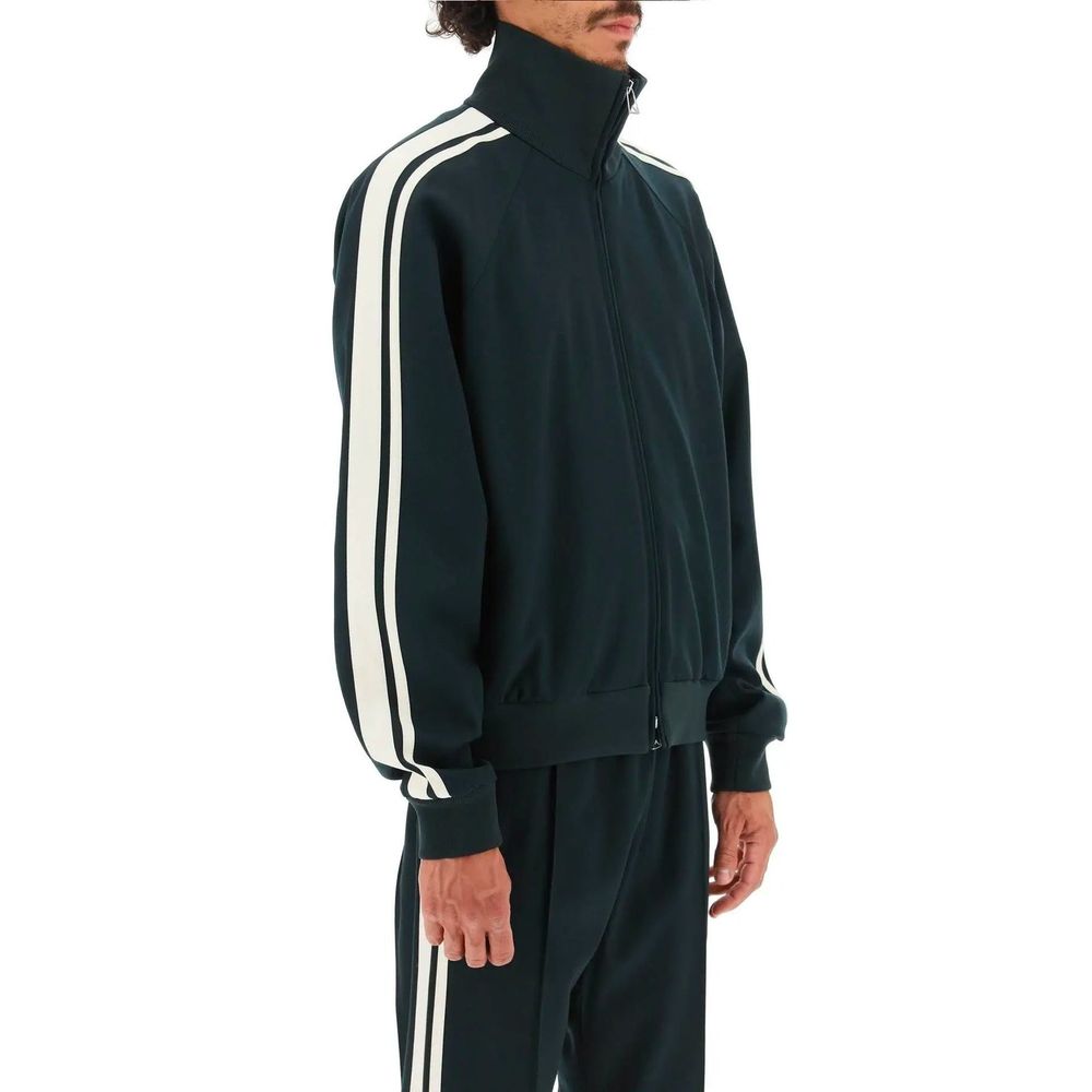 Bicolor Wool Track Jacket with Stretch
