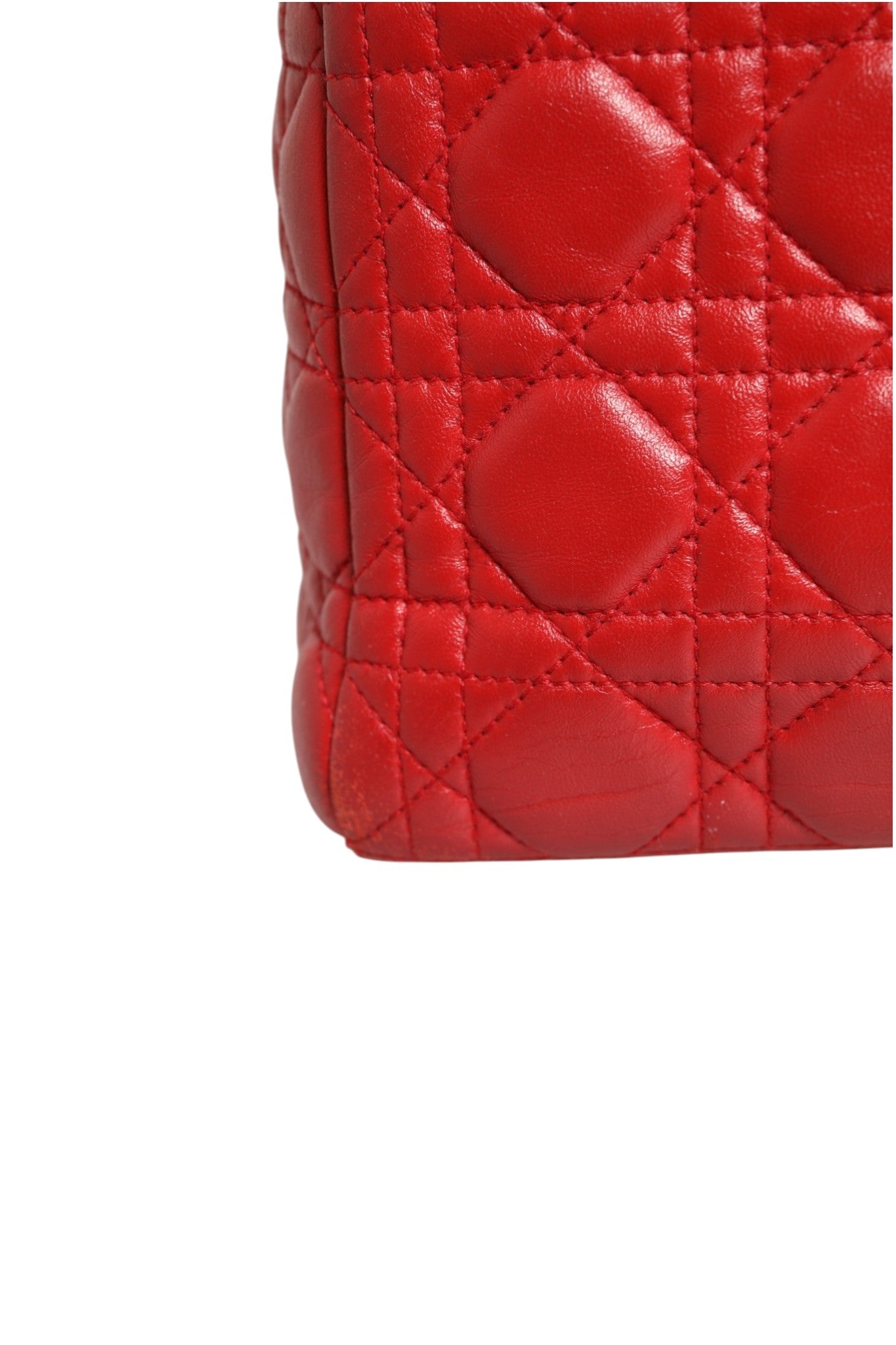 Christian Dior Rote Cannage Lammleder Lady Dior Tasche