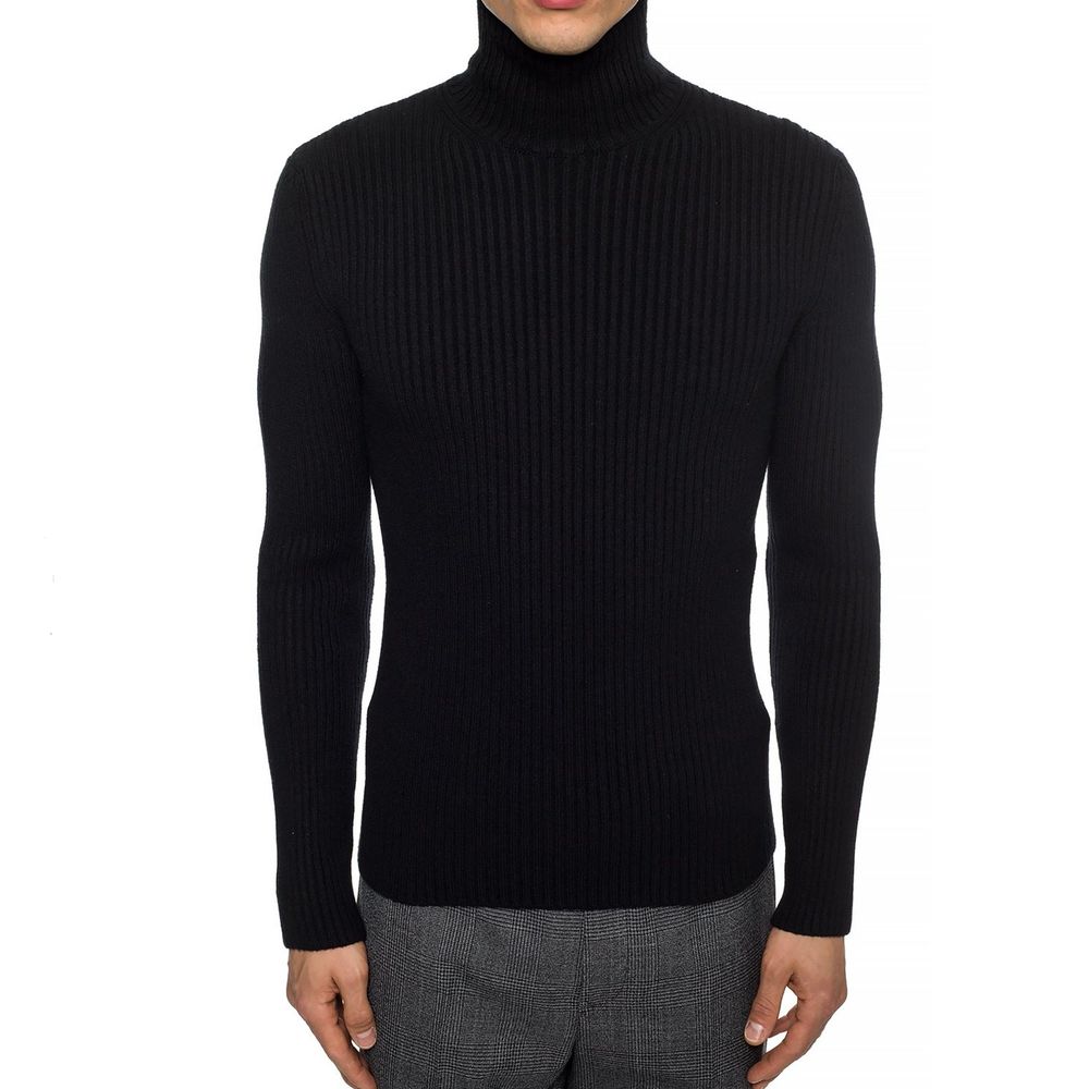 Schwarzer Rollkragenpullover aus Wolle für Herren