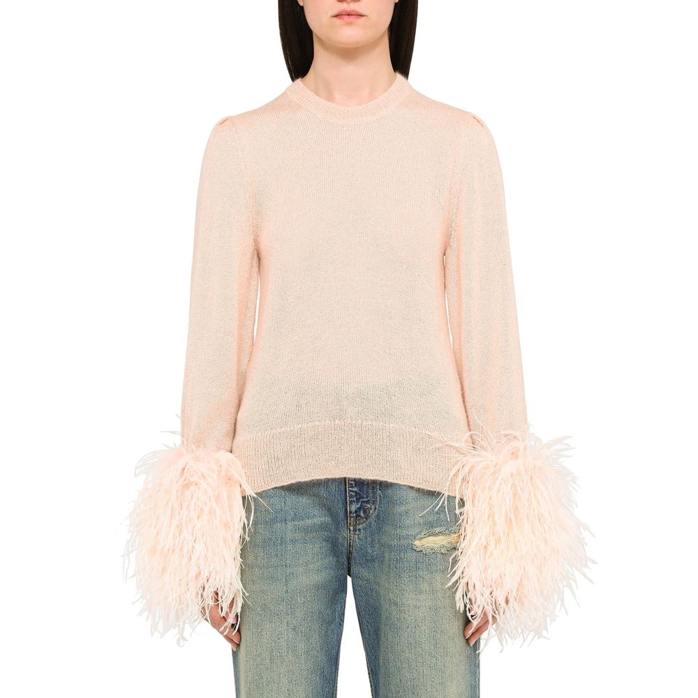 Multicolor Wool Sweatshirt with Feather Detail